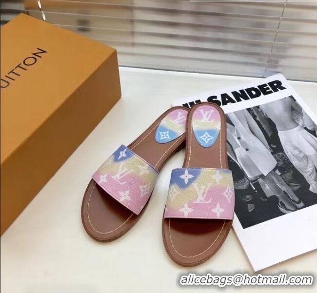 New Design Louis Vuitton LV Escale Lock It Flat Mule Sandals LV0625 Pink 2020