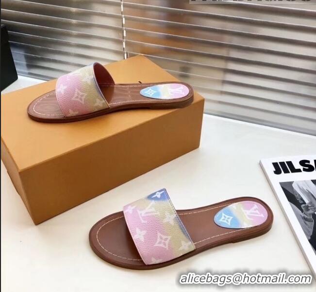 New Design Louis Vuitton LV Escale Lock It Flat Mule Sandals LV0625 Pink 2020