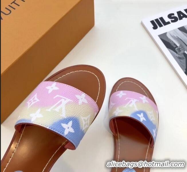 New Design Louis Vuitton LV Escale Lock It Flat Mule Sandals LV0625 Pink 2020