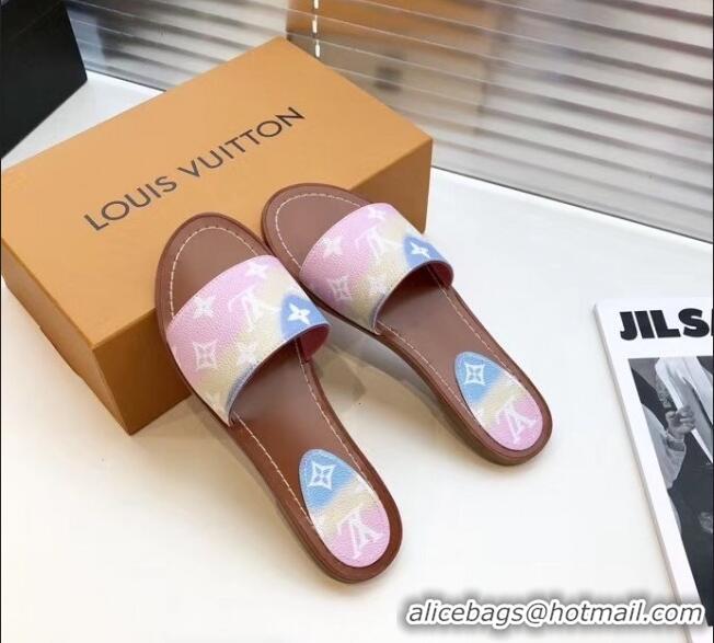 New Design Louis Vuitton LV Escale Lock It Flat Mule Sandals LV0625 Pink 2020