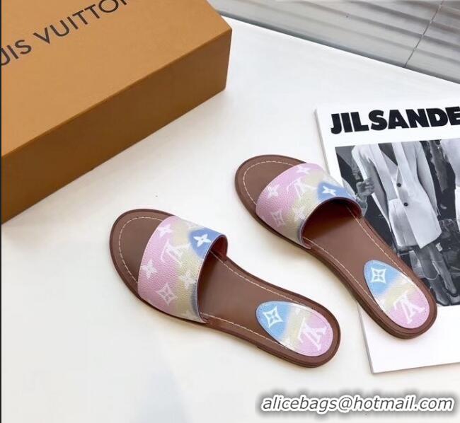 New Design Louis Vuitton LV Escale Lock It Flat Mule Sandals LV0625 Pink 2020