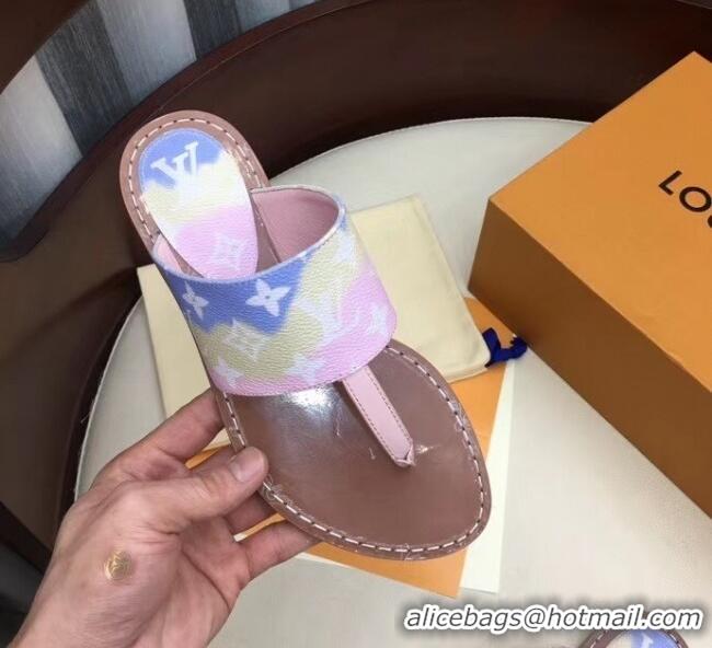 Top Quality Louis Vuitton LV Escale Palma Flat Thong Sandals LV0627 Pink 2020