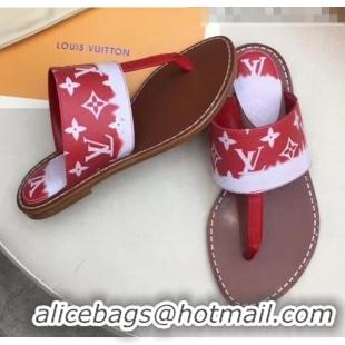 Spot Bulk Louis Vuitton LV Escale Palma Flat Thong Sandals LV0628 Red 2020