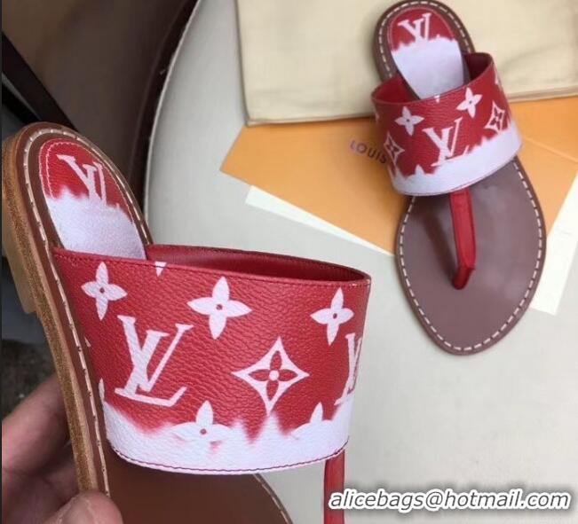 Spot Bulk Louis Vuitton LV Escale Palma Flat Thong Sandals LV0628 Red 2020