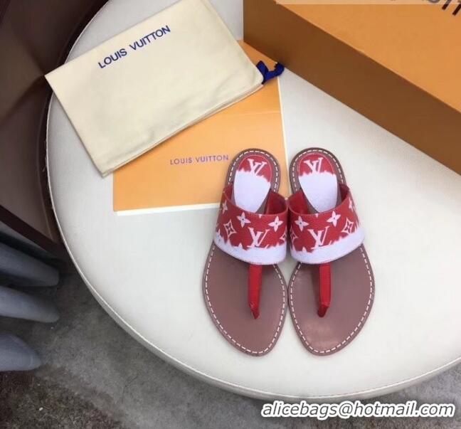 Spot Bulk Louis Vuitton LV Escale Palma Flat Thong Sandals LV0628 Red 2020