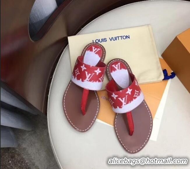 Spot Bulk Louis Vuitton LV Escale Palma Flat Thong Sandals LV0628 Red 2020