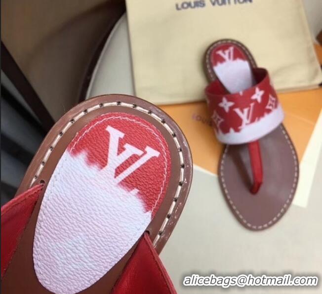 Spot Bulk Louis Vuitton LV Escale Palma Flat Thong Sandals LV0628 Red 2020