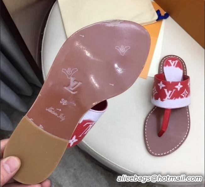 Spot Bulk Louis Vuitton LV Escale Palma Flat Thong Sandals LV0628 Red 2020