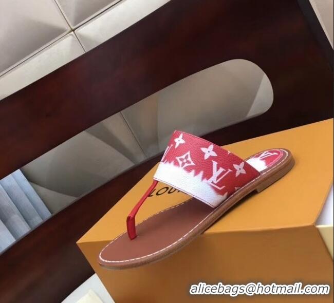 Spot Bulk Louis Vuitton LV Escale Palma Flat Thong Sandals LV0628 Red 2020