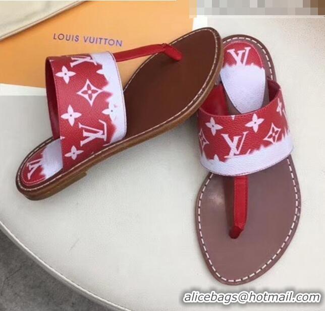 Spot Bulk Louis Vuitton LV Escale Palma Flat Thong Sandals LV0628 Red 2020