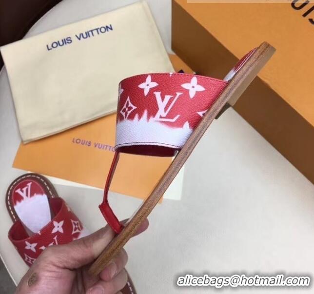 Spot Bulk Louis Vuitton LV Escale Palma Flat Thong Sandals LV0628 Red 2020