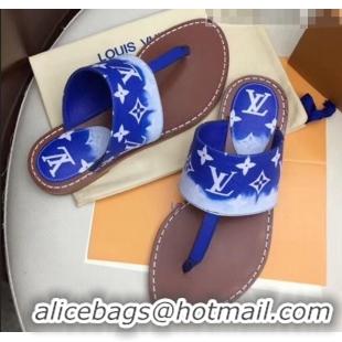 Buy Cheap Louis Vuitton LV Escale Palma Flat Thong Sandals LV0629 Blue 2020