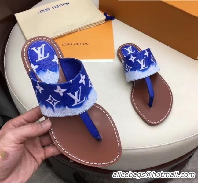 Buy Cheap Louis Vuitton LV Escale Palma Flat Thong Sandals LV0629 Blue 2020