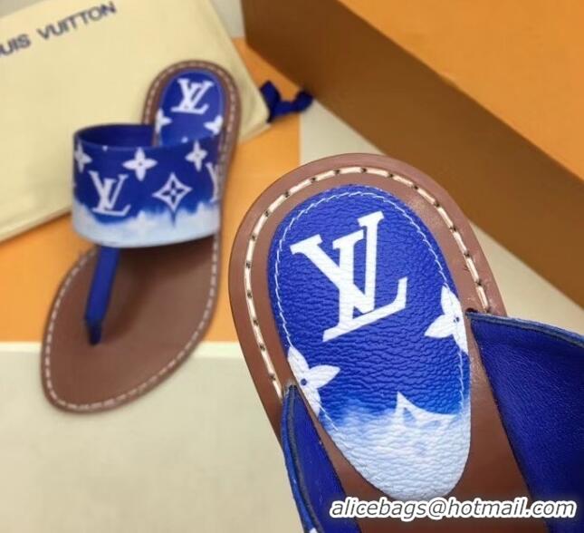 Buy Cheap Louis Vuitton LV Escale Palma Flat Thong Sandals LV0629 Blue 2020