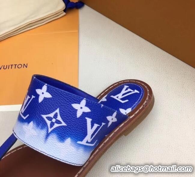 Buy Cheap Louis Vuitton LV Escale Palma Flat Thong Sandals LV0629 Blue 2020