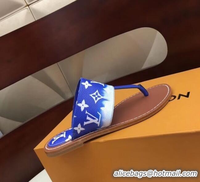 Buy Cheap Louis Vuitton LV Escale Palma Flat Thong Sandals LV0629 Blue 2020