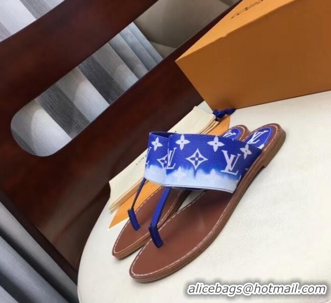 Buy Cheap Louis Vuitton LV Escale Palma Flat Thong Sandals LV0629 Blue 2020