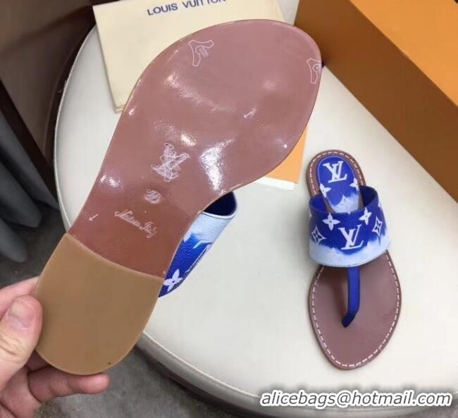 Buy Cheap Louis Vuitton LV Escale Palma Flat Thong Sandals LV0629 Blue 2020