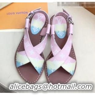 Inexpensive Louis Vuitton LV Escale Palma Flat Sandal LV0630 Pink 2020