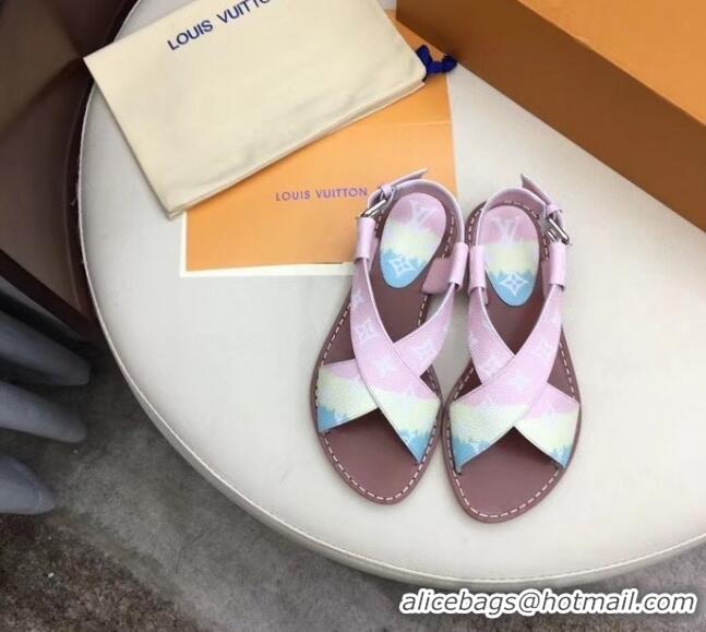 Inexpensive Louis Vuitton LV Escale Palma Flat Sandal LV0630 Pink 2020