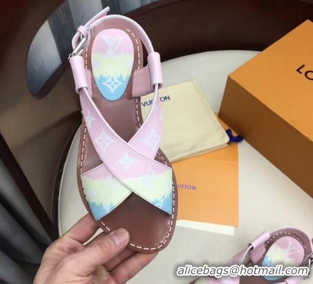 Inexpensive Louis Vuitton LV Escale Palma Flat Sandal LV0630 Pink 2020