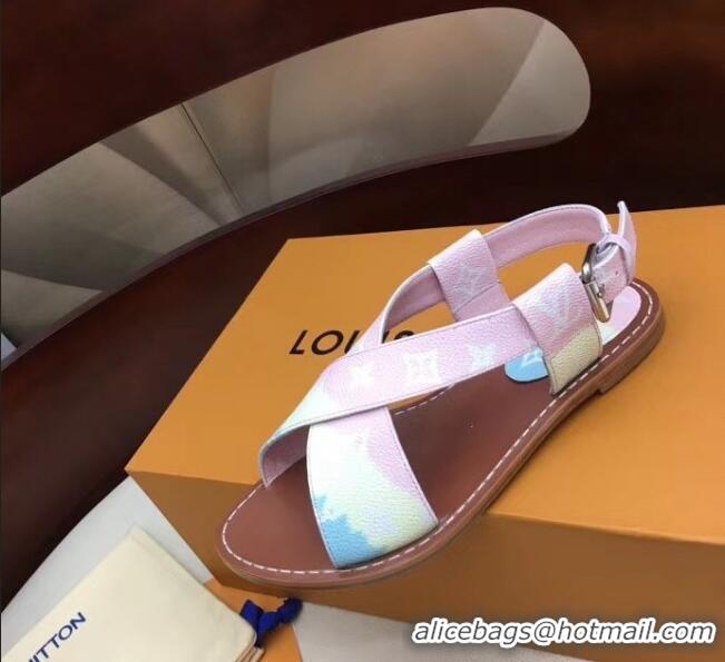 Inexpensive Louis Vuitton LV Escale Palma Flat Sandal LV0630 Pink 2020