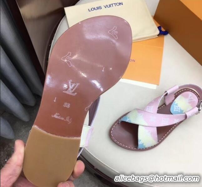 Inexpensive Louis Vuitton LV Escale Palma Flat Sandal LV0630 Pink 2020