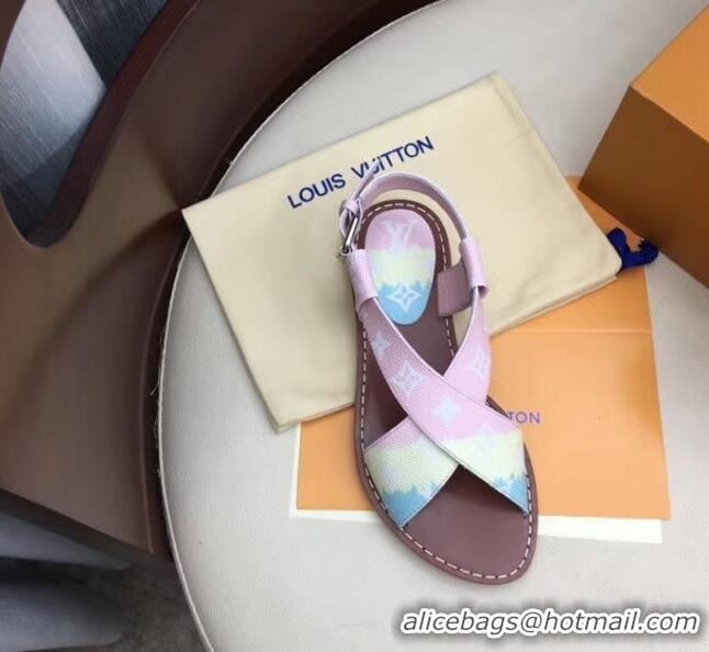 Inexpensive Louis Vuitton LV Escale Palma Flat Sandal LV0630 Pink 2020