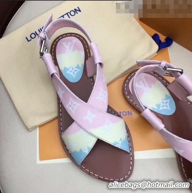 Inexpensive Louis Vuitton LV Escale Palma Flat Sandal LV0630 Pink 2020