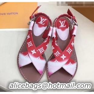 Cheapest Louis Vuitton LV Escale Palma Flat Sandal LV0631 Red 2020