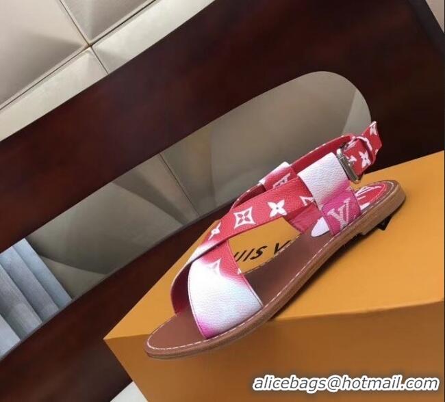 Cheapest Louis Vuitton LV Escale Palma Flat Sandal LV0631 Red 2020