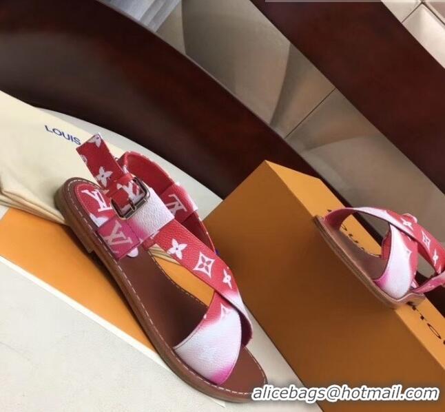 Cheapest Louis Vuitton LV Escale Palma Flat Sandal LV0631 Red 2020