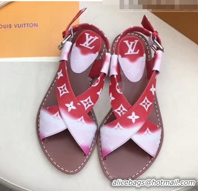 Cheapest Louis Vuitton LV Escale Palma Flat Sandal LV0631 Red 2020