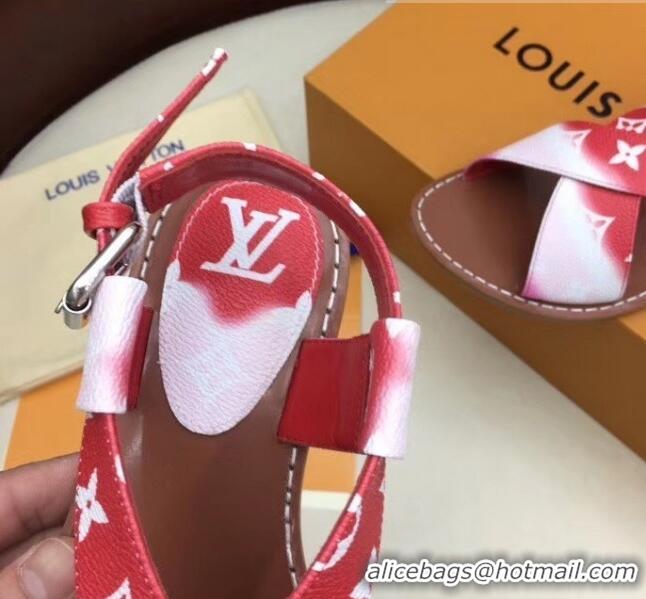 Cheapest Louis Vuitton LV Escale Palma Flat Sandal LV0631 Red 2020