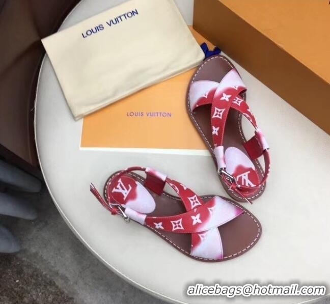 Cheapest Louis Vuitton LV Escale Palma Flat Sandal LV0631 Red 2020