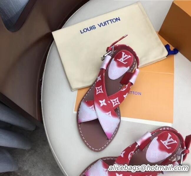 Cheapest Louis Vuitton LV Escale Palma Flat Sandal LV0631 Red 2020