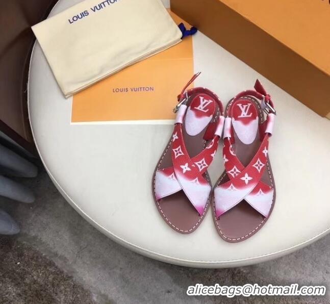 Cheapest Louis Vuitton LV Escale Palma Flat Sandal LV0631 Red 2020