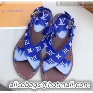 Wholesale Louis Vuitton LV Escale Palma Flat Sandal LV0632 Blue 2020