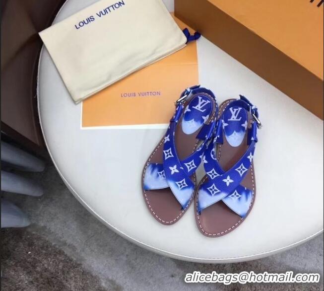 Wholesale Louis Vuitton LV Escale Palma Flat Sandal LV0632 Blue 2020