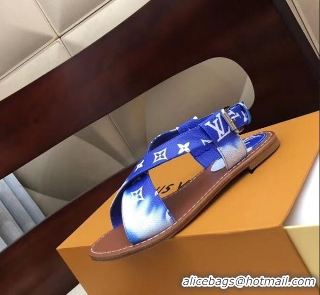 Wholesale Louis Vuitton LV Escale Palma Flat Sandal LV0632 Blue 2020