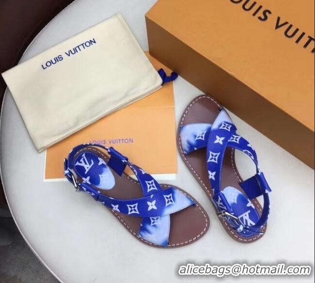 Wholesale Louis Vuitton LV Escale Palma Flat Sandal LV0632 Blue 2020