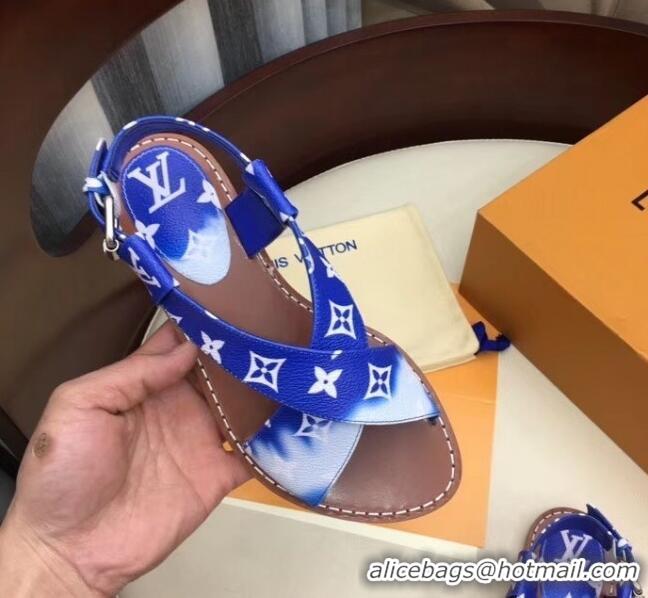 Wholesale Louis Vuitton LV Escale Palma Flat Sandal LV0632 Blue 2020