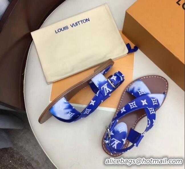 Wholesale Louis Vuitton LV Escale Palma Flat Sandal LV0632 Blue 2020