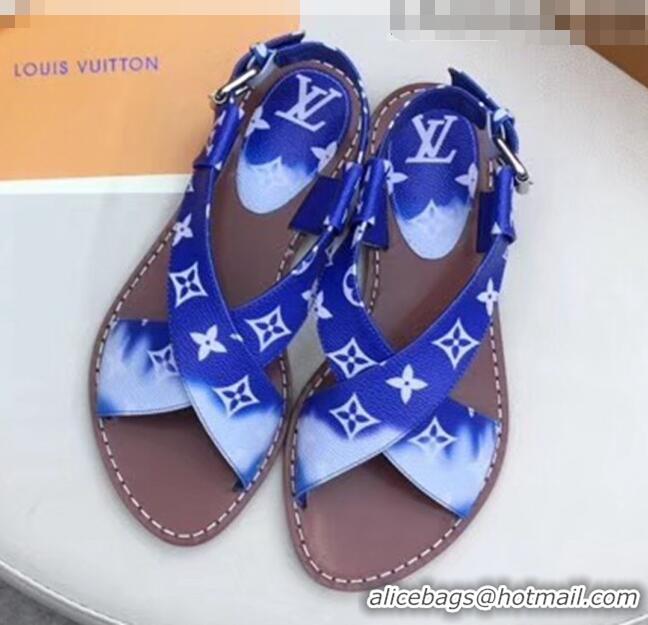 Wholesale Louis Vuitton LV Escale Palma Flat Sandal LV0632 Blue 2020