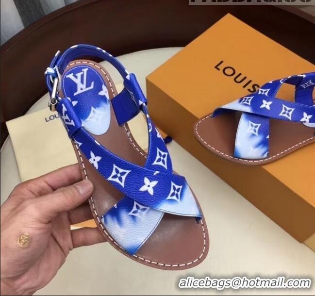 Wholesale Louis Vuitton LV Escale Palma Flat Sandal LV0632 Blue 2020