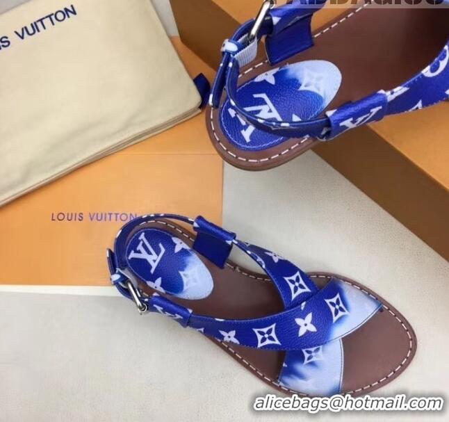 Wholesale Louis Vuitton LV Escale Palma Flat Sandal LV0632 Blue 2020