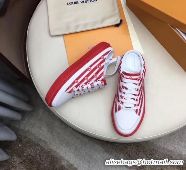 Top Quality Louis Vuitton Canvas LV Escale Stellar Slip-on Sneaker LV0640 Red 2020