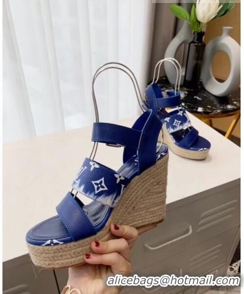 High Quality Louis Vuitton LV Escale Starboard Wedge Sandal 1A7U48 Blue 2020