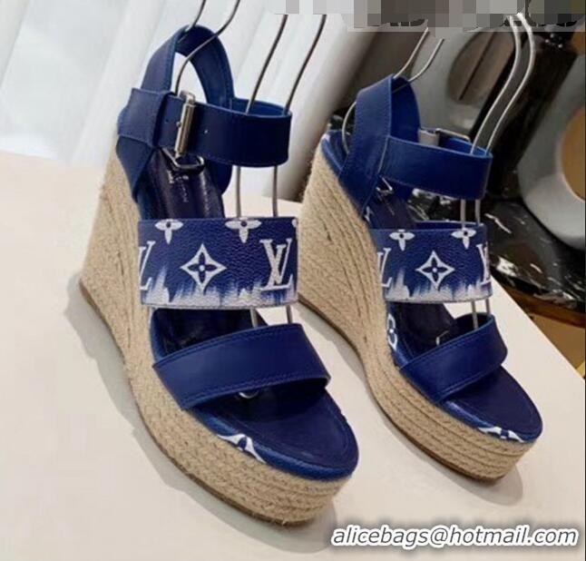 High Quality Louis Vuitton LV Escale Starboard Wedge Sandal 1A7U48 Blue 2020