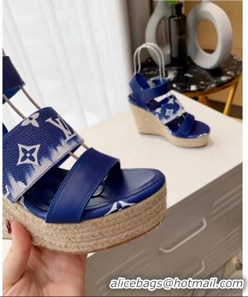 High Quality Louis Vuitton LV Escale Starboard Wedge Sandal 1A7U48 Blue 2020